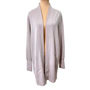 Stylus Open Front Cardigan Jacket Small Gray Loungewear Minimalist Casual Office
